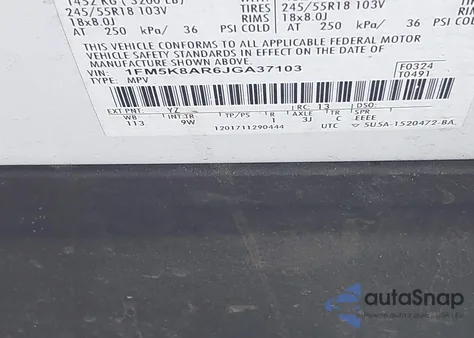 2018 Ford Explorer Police Interceptor из США, поврежденный, VIN 1FM5K8AR6JGA37103